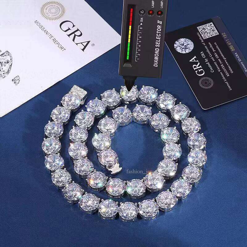 8mm 10mm Big Grade d Vvs1 Necklace Iced Out Moissanite Tennis Chain Men