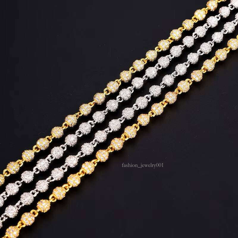Chain VVS Ball Bead Bracelet Pure Sier Tennis Moon White Hephaistian Disco Necklace Hiphop