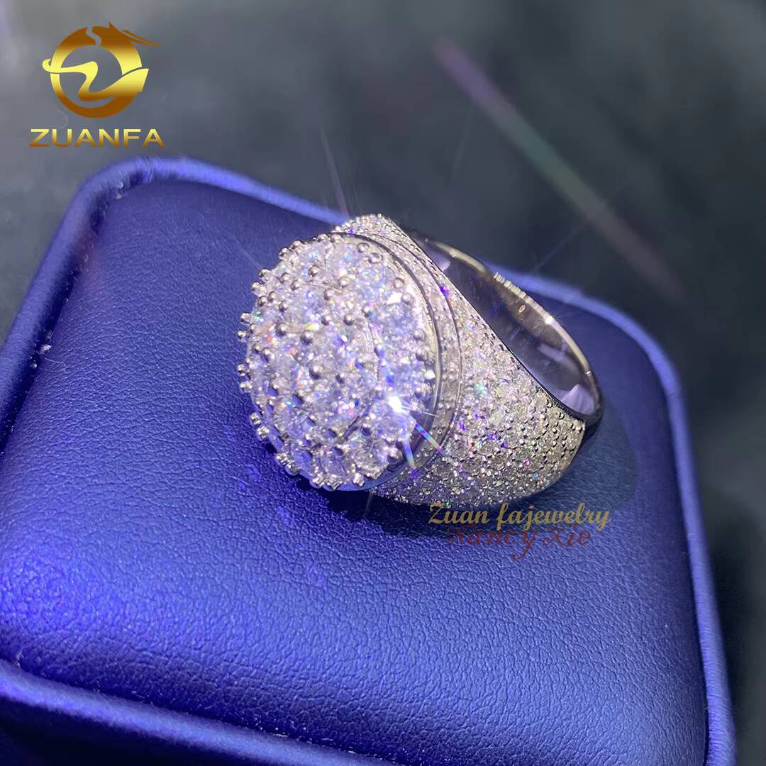 Iced Out Pass Diamond Tester Jewelry Men 925 Sterling Silver Vvs Moissanite Hip Hop Ring