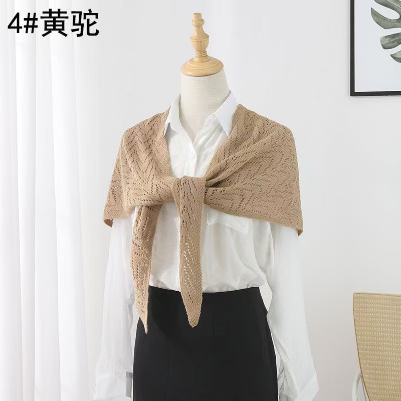 T1325 Spring and Summer Triangle Knitted Wool Shawl Top Windproof Scarf Neck Dual Use