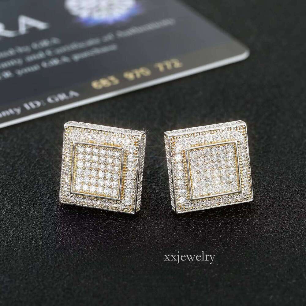 Sapphires high-end earringsFull VVS Moissanite Design Iced Out Earrings Shiny Sterling Sier Hip Hop Jewelry