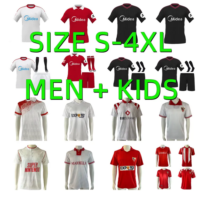 Seville 25 26 soccer jerseys L.OCAMPOS SUSO JONG GUDELJ K.REKIK TECATITO 87 90 91 92 93 Sevillas 2025 2026 football shirt retro Football Shirt Men kids camisetas futbol