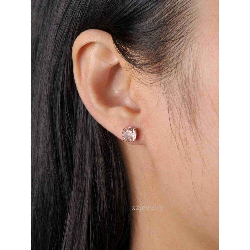 Potiy 2ct 5A Octagon Rose Cut Cubic Zirconia Morganite Pink Solitaire Stud Earrings Gift For Her Sterling Sier 250122