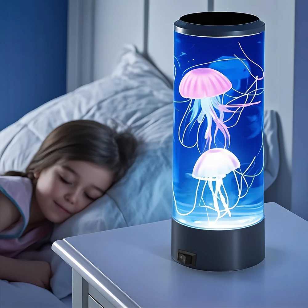 7 Colors LED Mood Lights Aquarium Ocean Night Lights with Jellyfish Lava Lamp for Home Bedroom Desktop Decoration Gift R250726