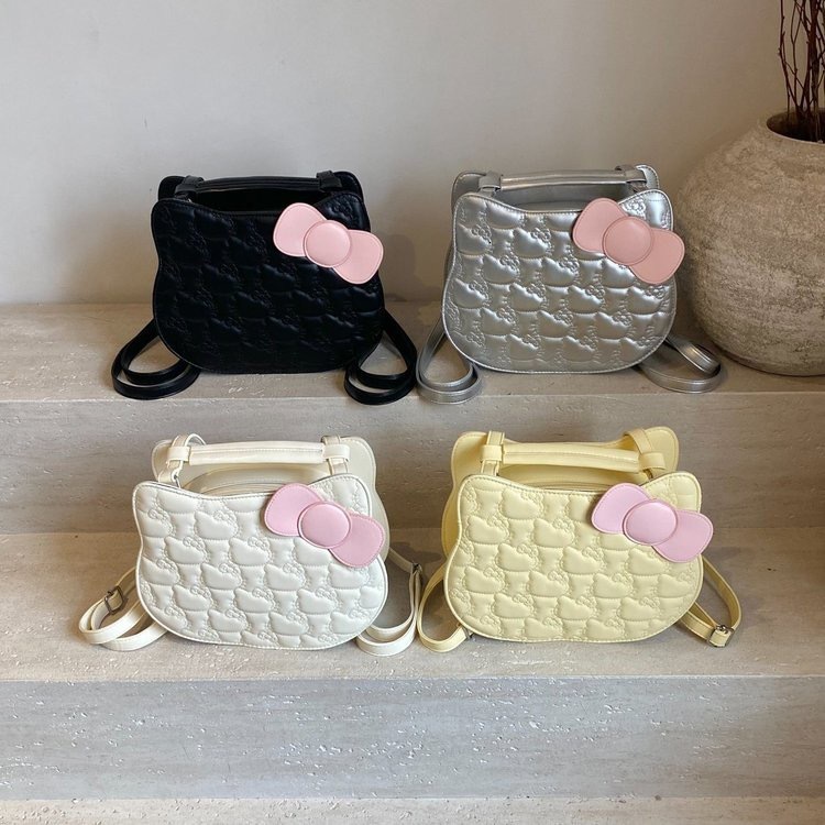 Designer Bag Korean Style Sweet Double-shoulder Kitten Backpack Outdoor Beach Cartoon Bow Simple Fashionable Luxurious Texture Student Schoolbag
