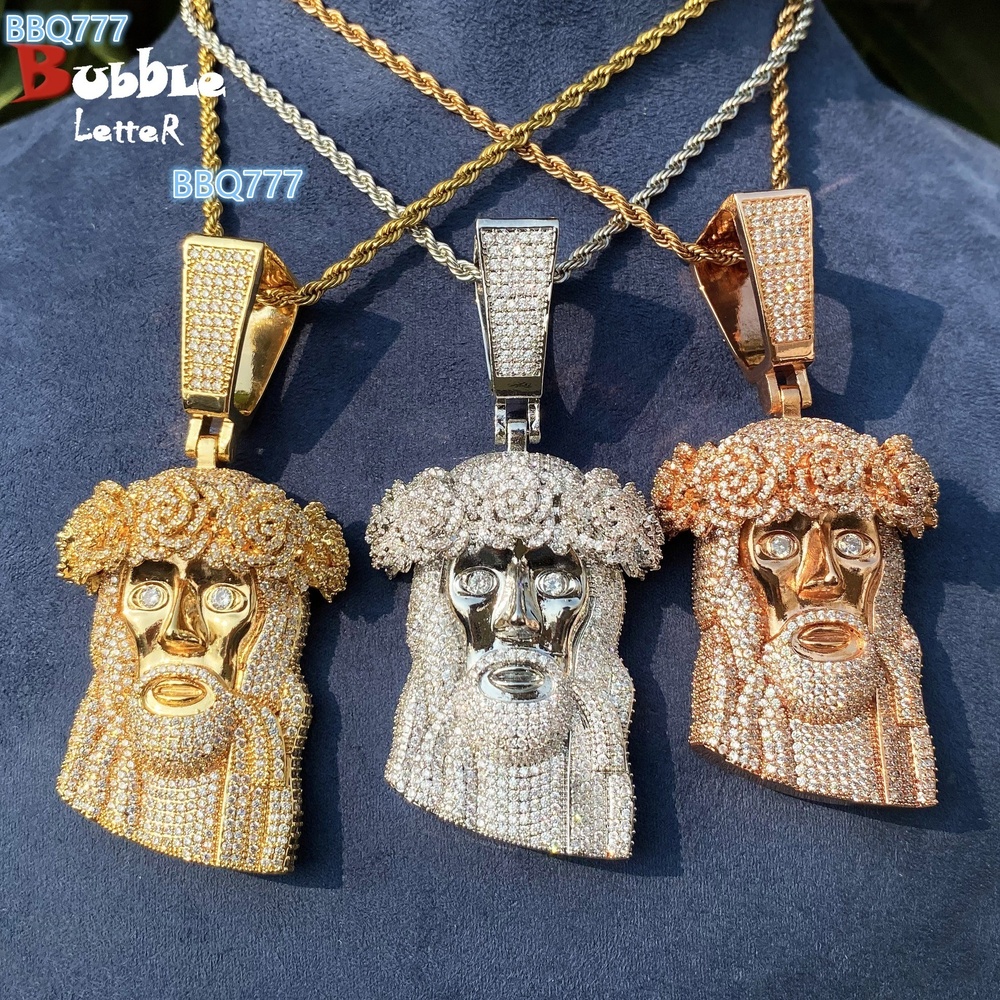 Fine 18K Gold Plated 925 Sterling Silver VVS Moissanite Diamond Mens Hip Hop Jesus Head Piece Pendant Christian Inspired