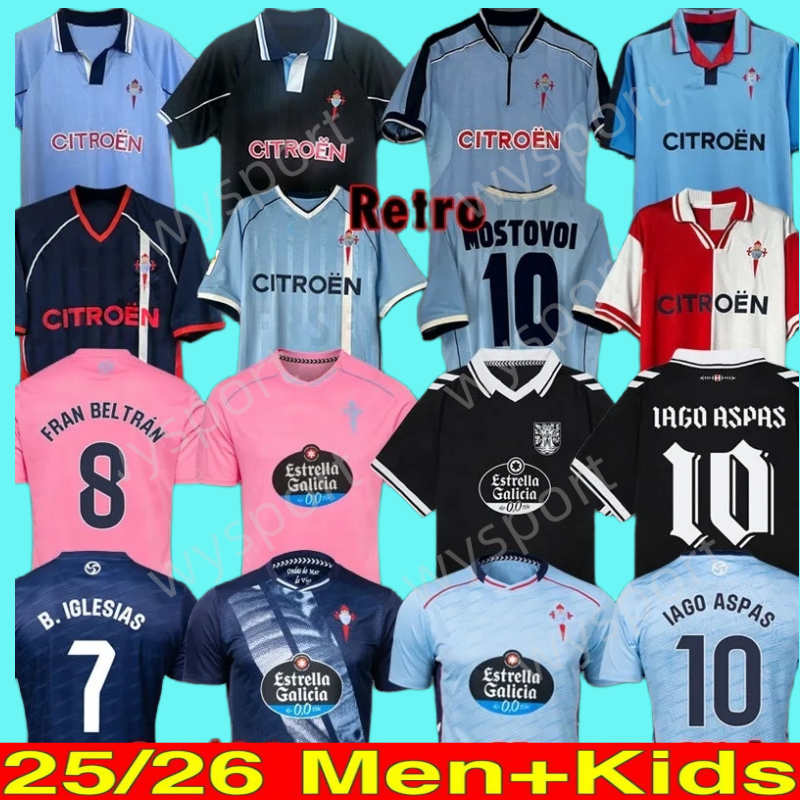2025 2026 RC Celtas Vigos Soccer Jerseys Vintage Oliveira Dos Cen Anos IAGO ASPAS 25 26 MOSTOVOI 1997 98 99 Classic football shirt 2001 03 Retro Celtas de Vigos kits