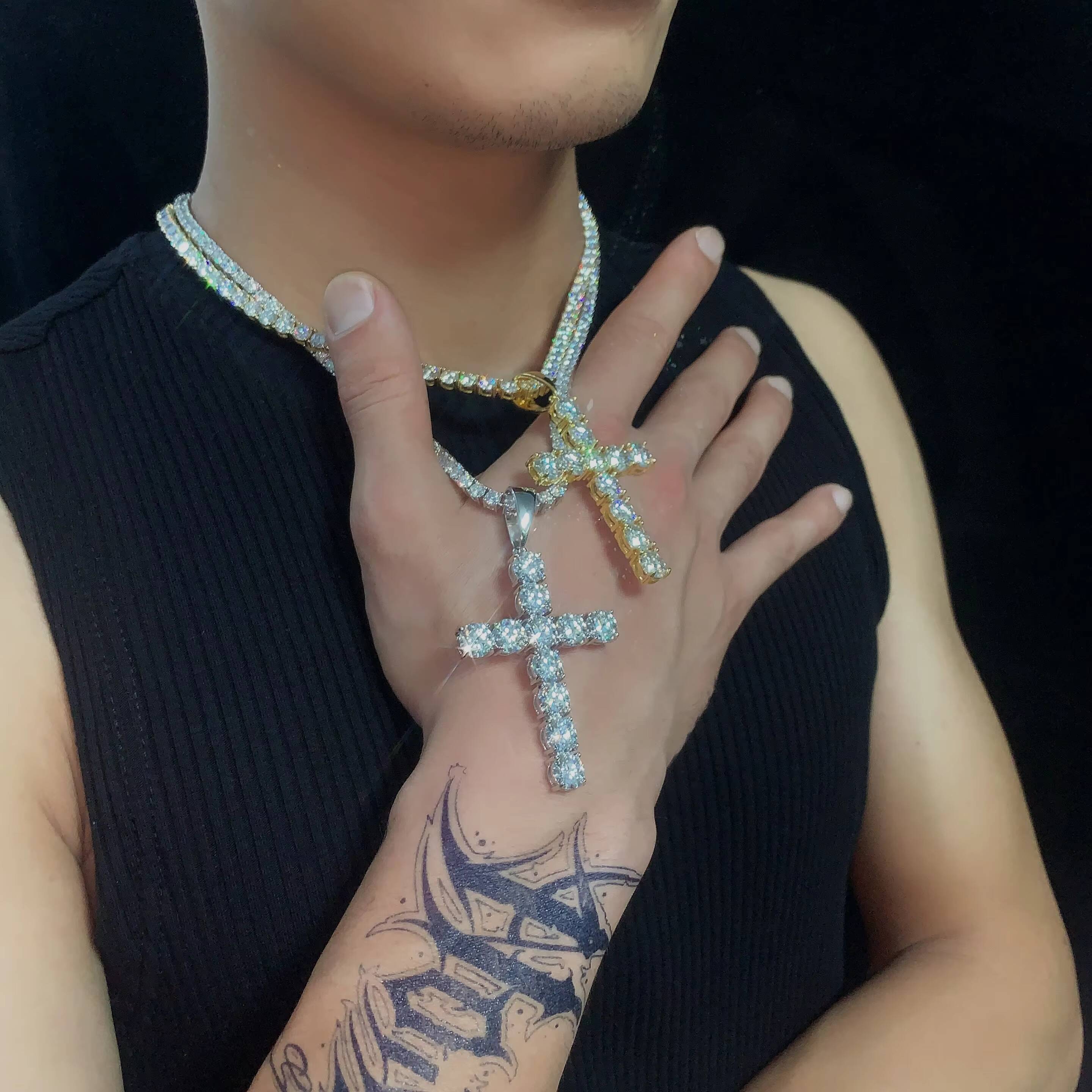 Ready to Ship 48 Hours X Large Cross Pendant Moissanite Pendants Sun Iced Out Jewelry Diamonds Custom Moissanite Pendant