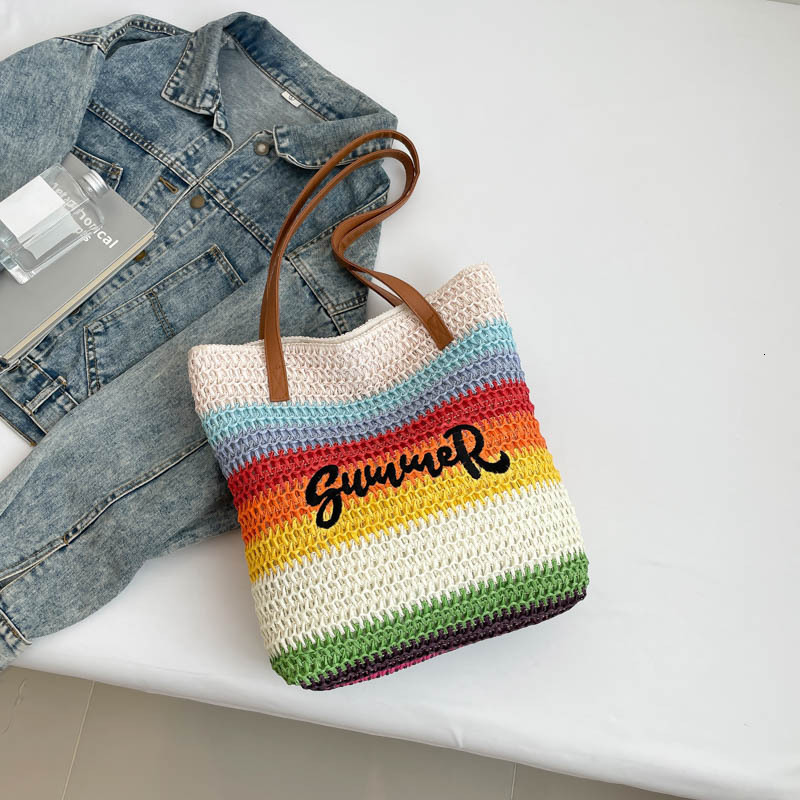 Luxury Brand Designer Bag Fashionable New Style Woven And Embroidered Beach Bag Straw Woven Bag Large-capacity Single-shoulder Travel Bag