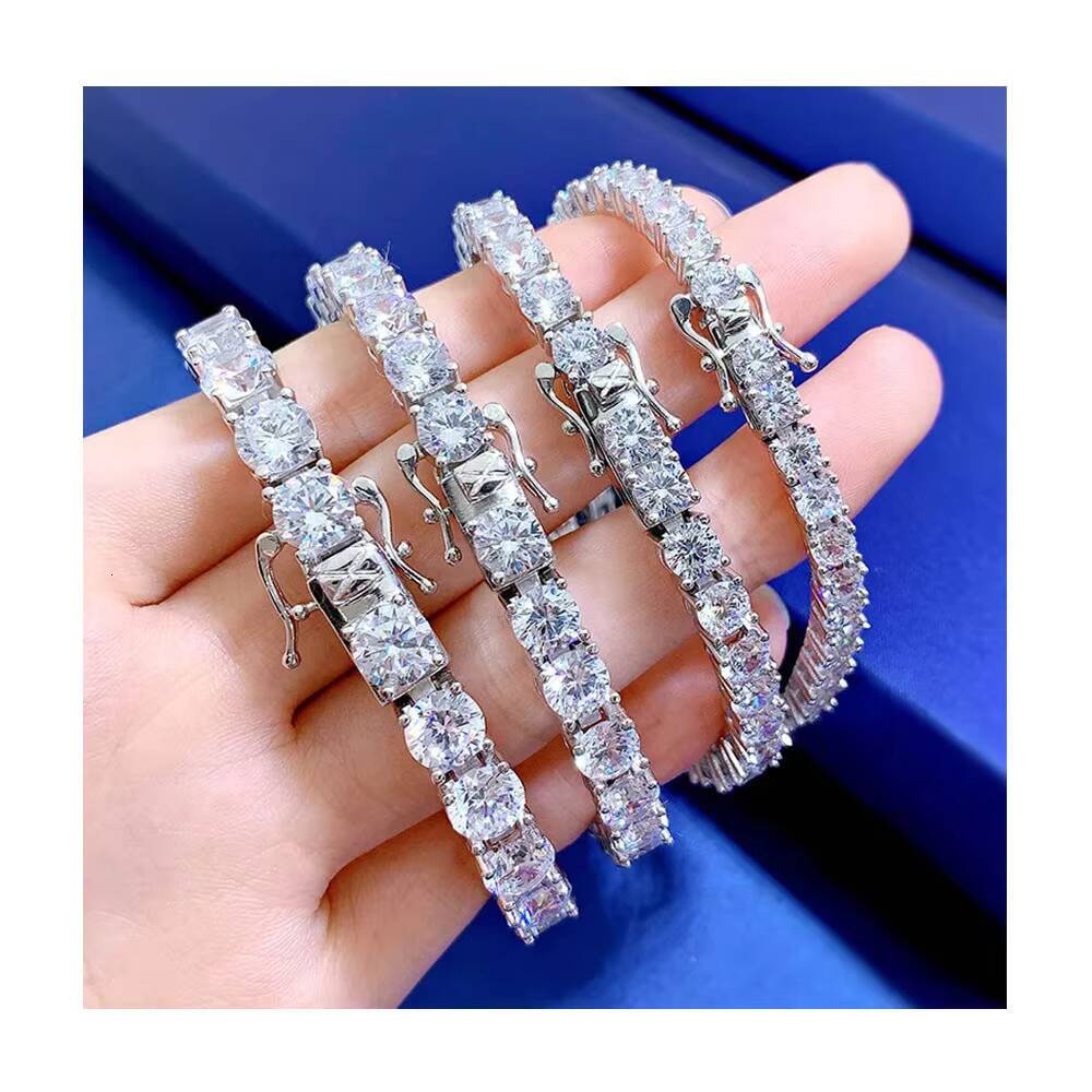 MEENOY Factory Price Trendy 925 Silver Jewelry Moissanite Lab Diamond Tennis Bracelet for Women