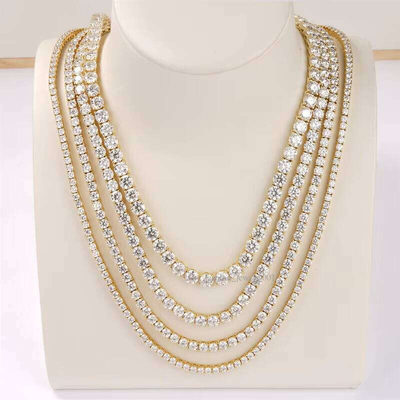 Custom 2mm 3mm 4mm 5mm 6mm Sterling Sier VVS Moissanite Tennis Chain Necklace