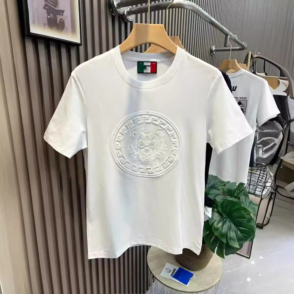 Teen Boys Tiger Embroidery Crew Neck T-Shirt - 2025 Summer Slim Fit Streetwear Tee With Free Shipping