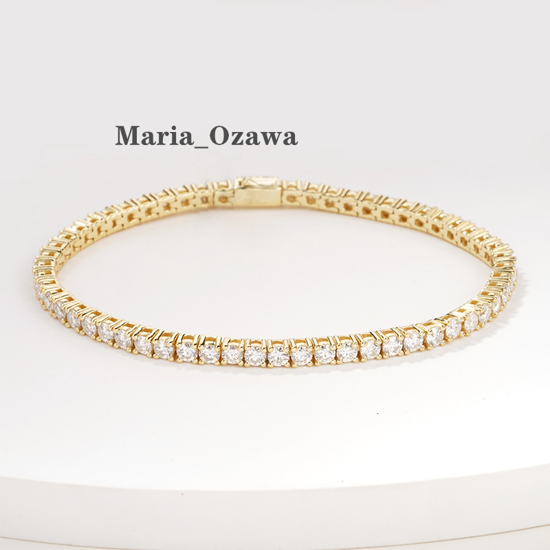 3mm Round Cut White Moissanite S925 Silver Tennis Bracelet