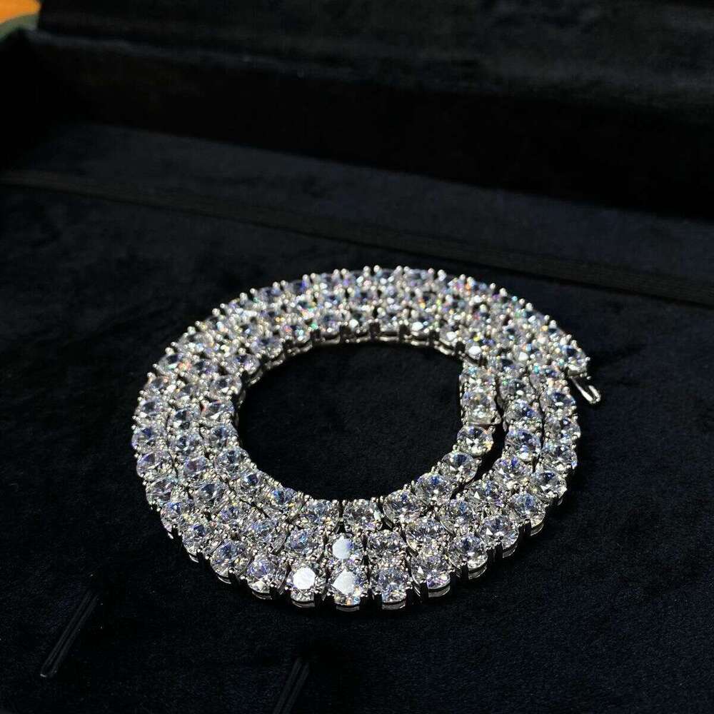 Limited Time Offer Hip-Hop Jewelry 3mm Sier Gra Certified Moissanite Tennis Chain Necklace for Men