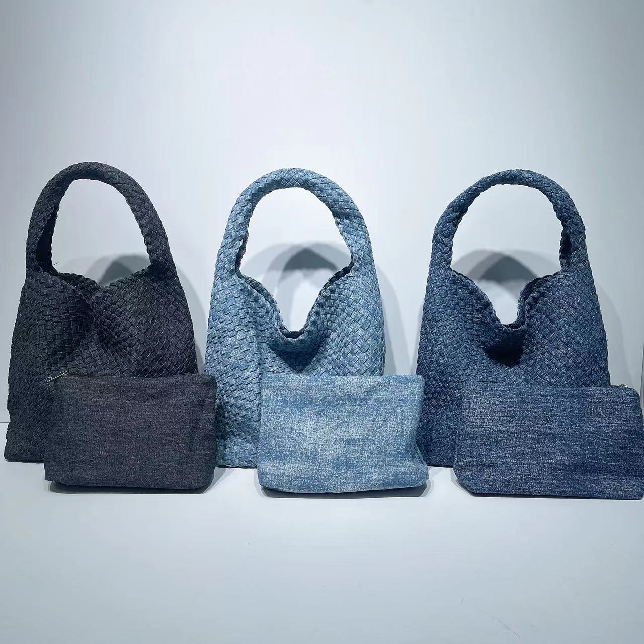 Designers Bags For Womens 2025 New Snowflake Woven Large-capacity Single-shoulder Tie-dyed Denim Tote Bag