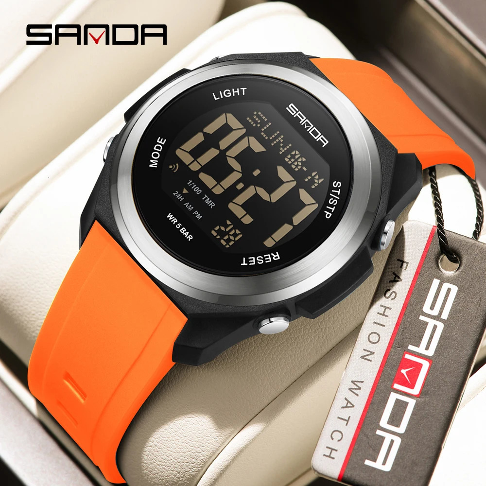 SANDA 2199 Student Digital Electronic Watch Sports Multi-functional Waterproof Colorful LED Mens Electronic Watch 250724