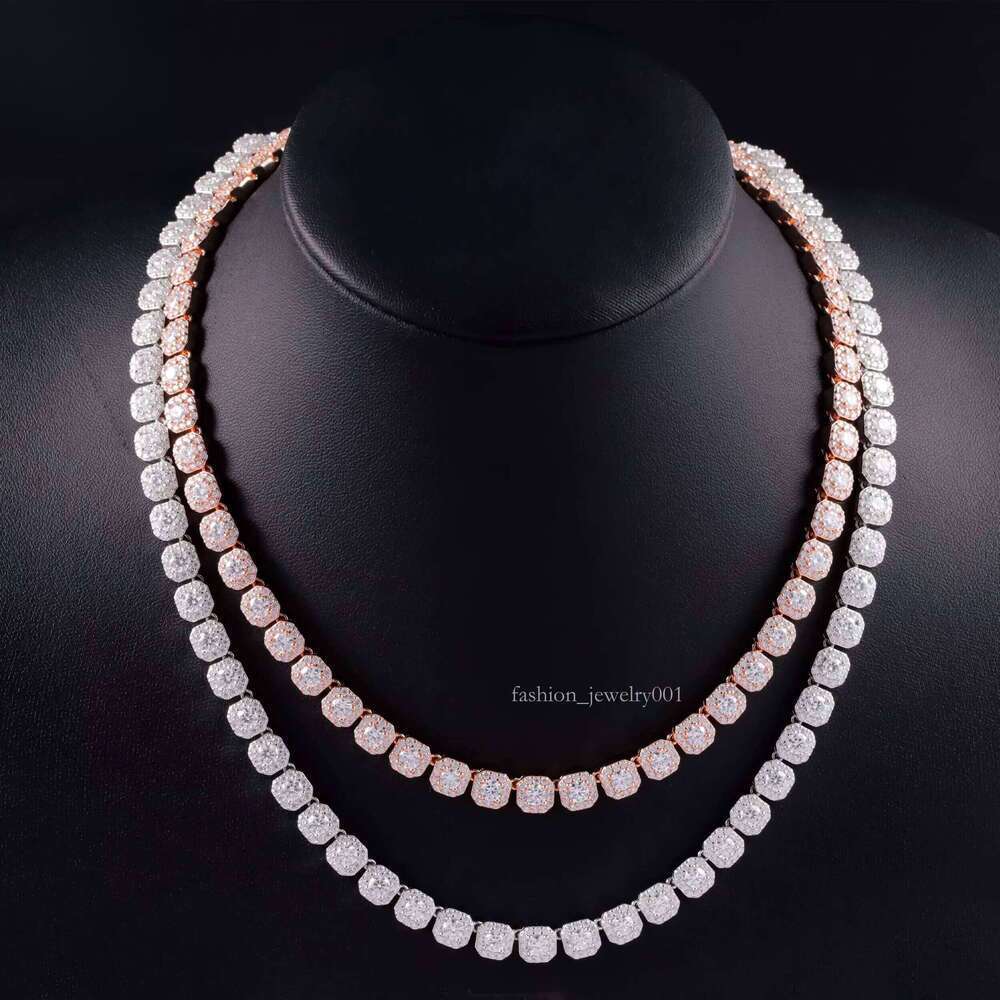 Large Size Moissanite Big 8mm 12mm Sterling Sier Tennis Link Chain Mens VVS Dia Necklace