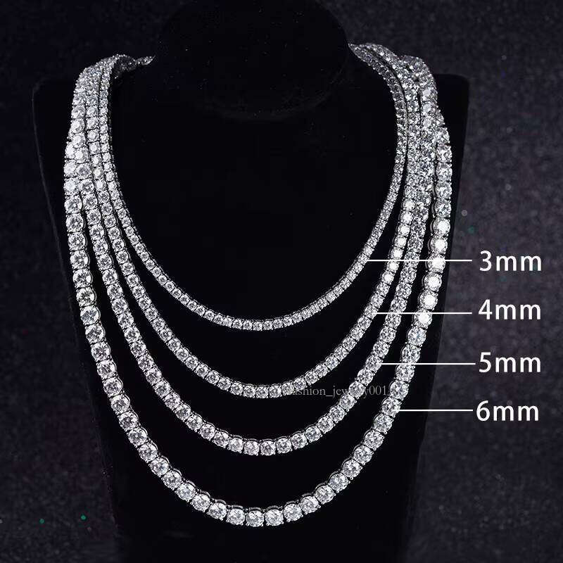 Custom 2mm 3mm 4mm 5mm 6mm Sterling Sier VVS Moissanite Tennis Chain Necklace