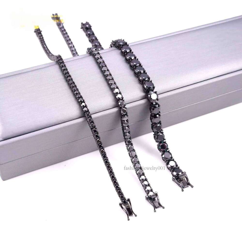 GRA Certificate Double Safety Clasp Hip Hop Sier Black Moissanite Dia Tennis Chain Bracelet