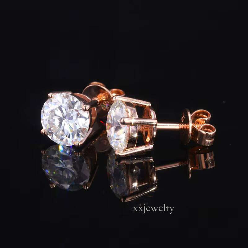 starsgem moissanite jewelry white/rose/yellow gold 14k earrings, suitable for girls and women