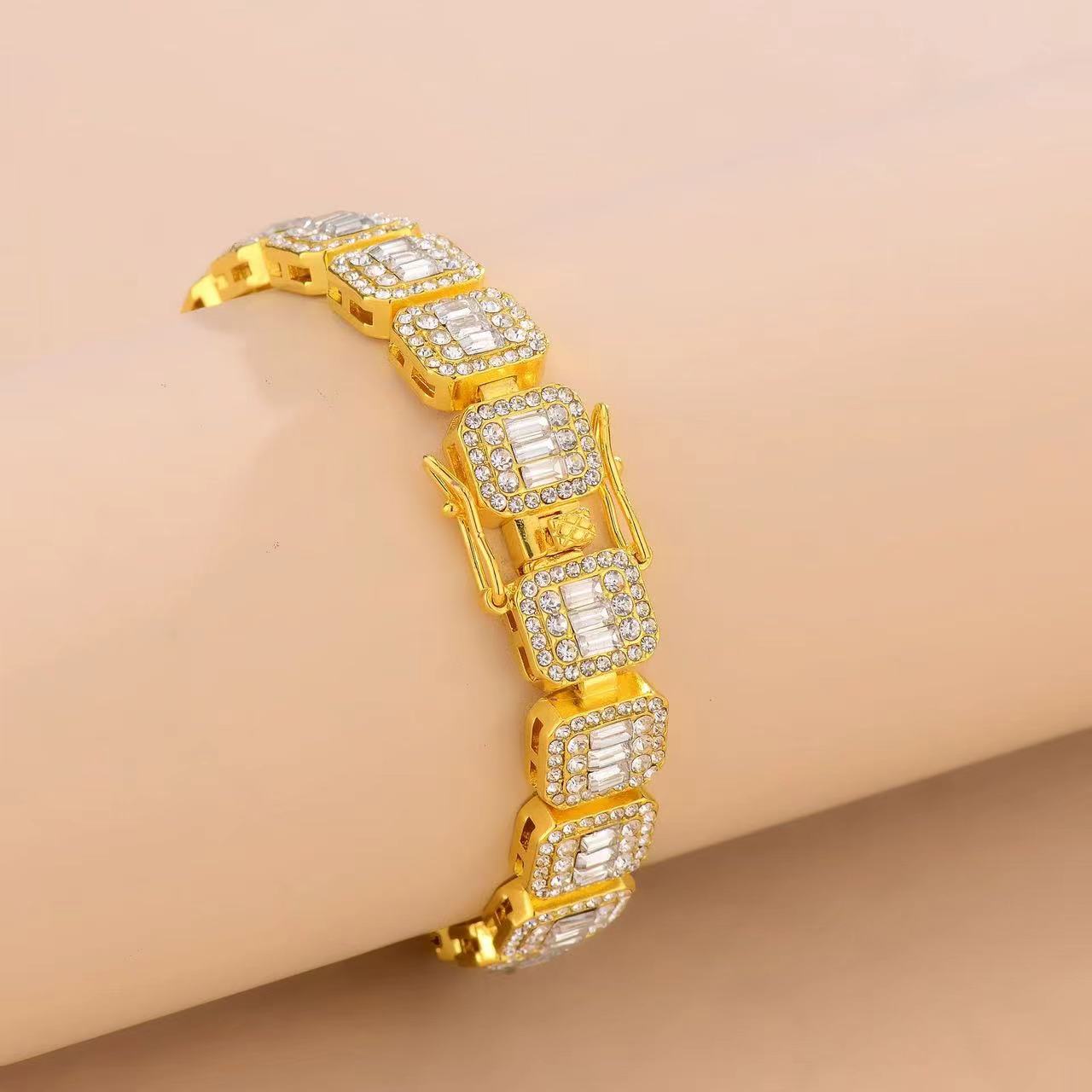 Fully Iced Out Baguette Round Cut VVS Moissanite Tennis Chain 925 Silver Diamond Necklace