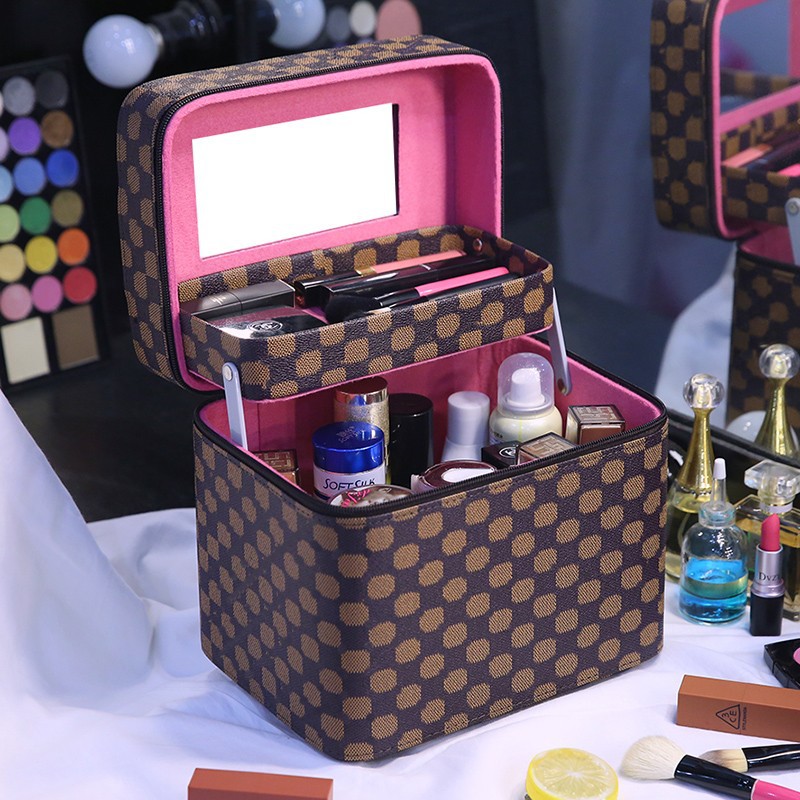 Cosmetic Case Women's 2025 Portable Travel Cosmetic Makeup Bag Organizer with Mirror for Home Storage - Vintage Floral Print Case Free Shipping