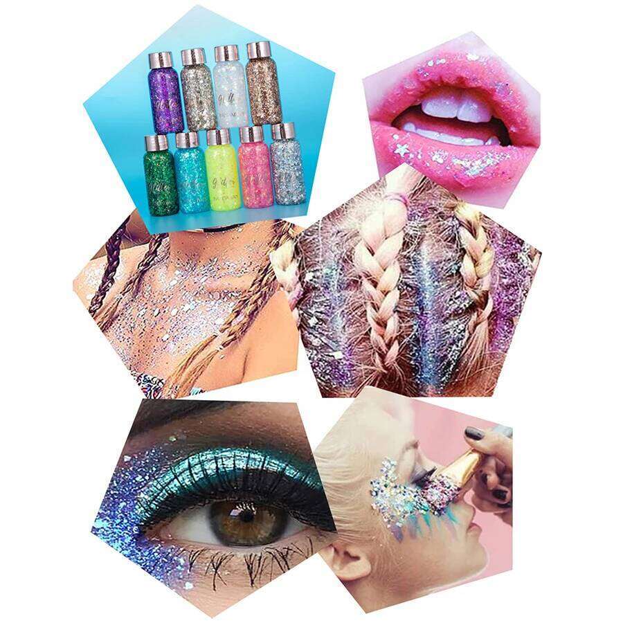 9 Color Set Liquid Fine Shimmer High Light Eyeshadow Stage Makeup Sequins Eye Shadow Face & Body Glitter Lotion X250726
