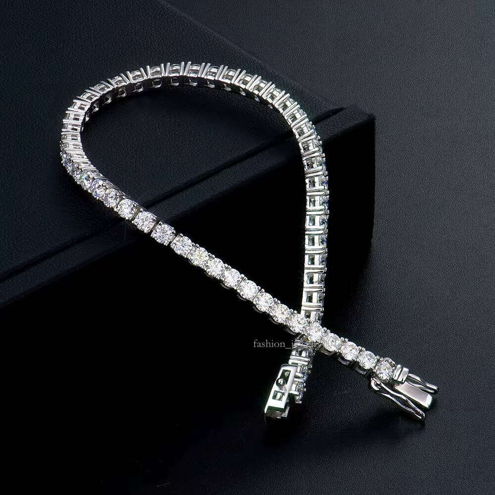 Unisex Hip-Hop 3mm Sier Gra Certified Vvs Mossanite Jewelry Tennis Chain Bracelet Moissanite