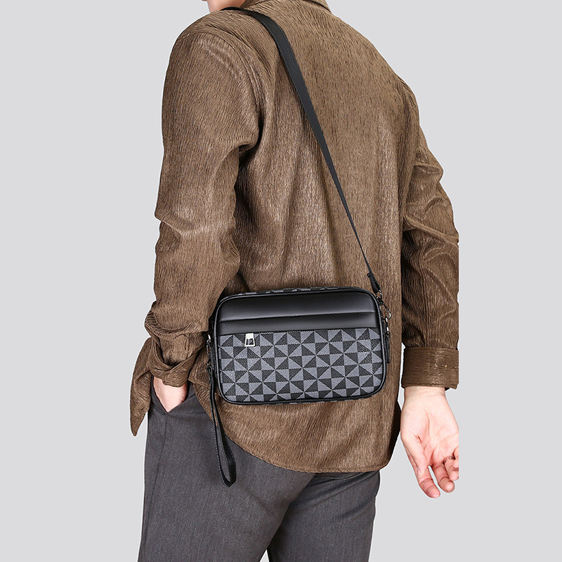 2025 New Outdoor Men's Backpack Beach Single-shoulder Crossbody Bag Trendy Texture Casual And Fashionable Printed Men's Backpack Small Squar