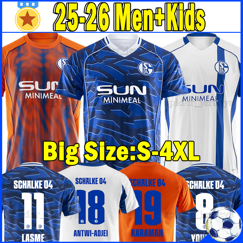 XXXL 4XL 25 26 FC Schalke 04 Soccer Jerseys Retro 1992 2010 12 Schalke 2025 2026 ANTWI-ADJEI LASME KARAMAN Football Shirts YOUNES SCHALLENBERG Men Uniform kids kits