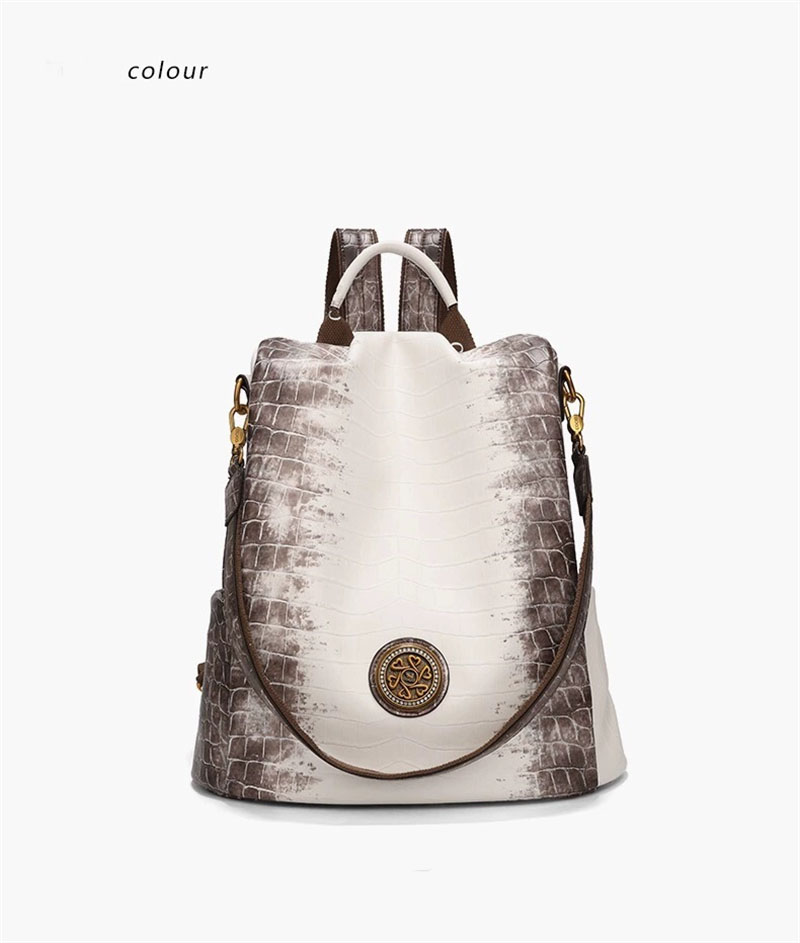 COCIO designer New genuine leather crocodile pattern white backpack casual outdoor multifunctional fashionable travel bag dh4623024 982bf8 692b71