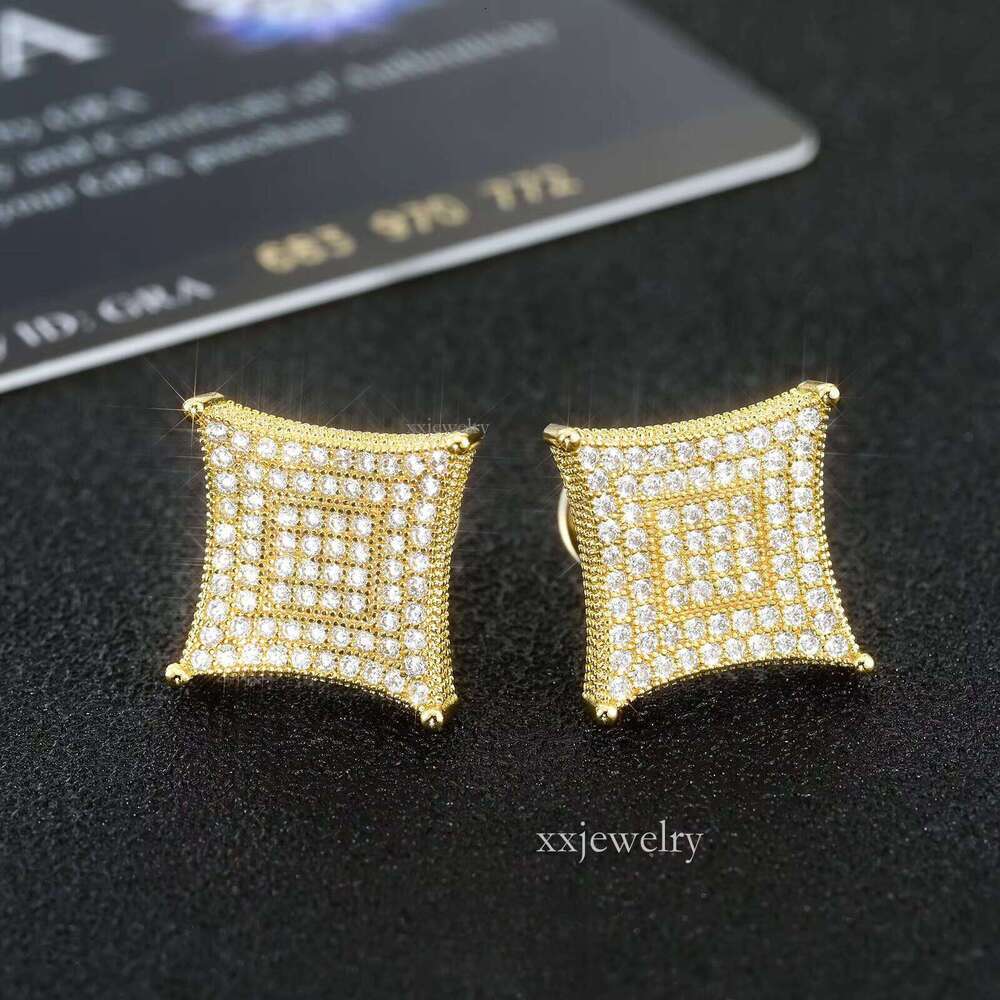 Sapphires high-end earringsFull VVS Moissanite Design Iced Out Earrings Shiny Sterling Sier Hip Hop Jewelry
