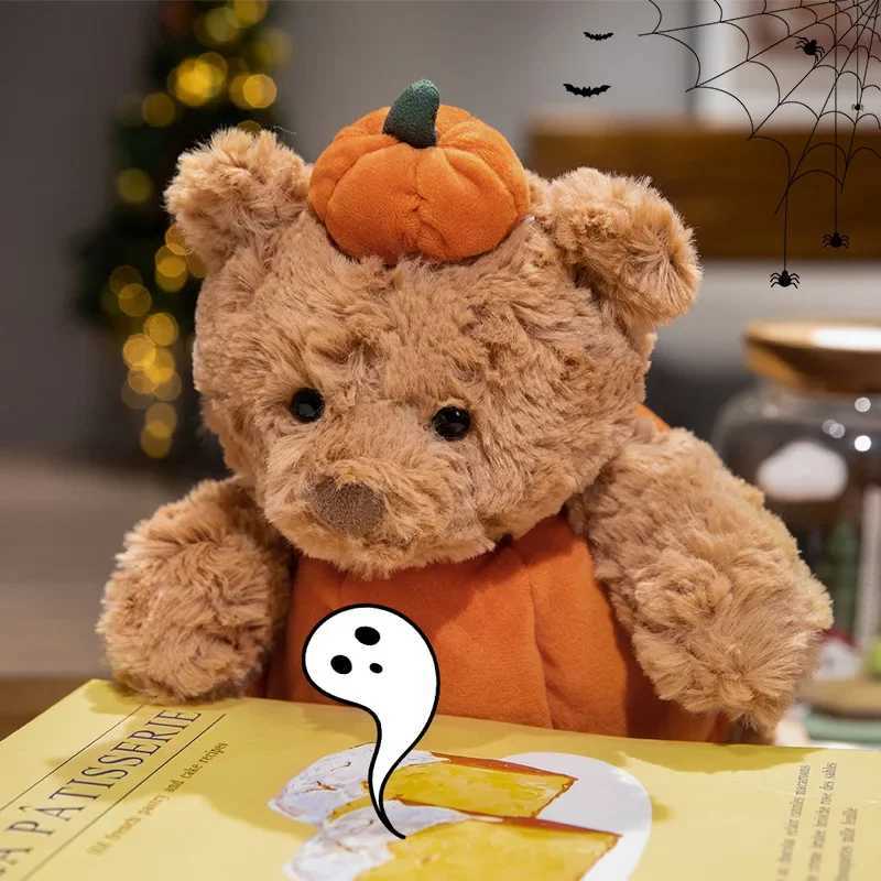 1 Cute Black Rabbit Holding Pumpkin Plush Toy Soft Pumpkin Bear Earphones and Cloak Egg Factory Stuffed Doll Halloween Tips or Treatment W250407