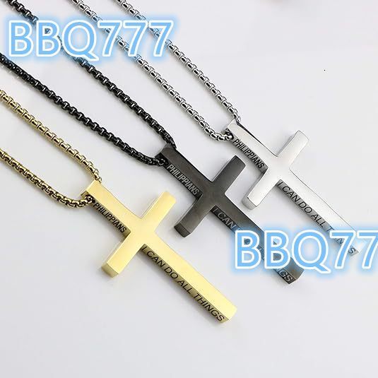 Stylish Simple Stainless Steel 18K Gold Cross Pendant Necklace Jewelry for Men and Women for Fathers Day Gifts