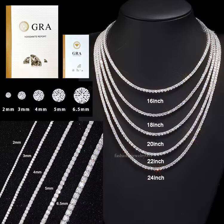 Wholesale Price in Stock Sterling Sier Mossanite 4mm VVS Dia Women/mans Necklace Moissanite Tennis Chain