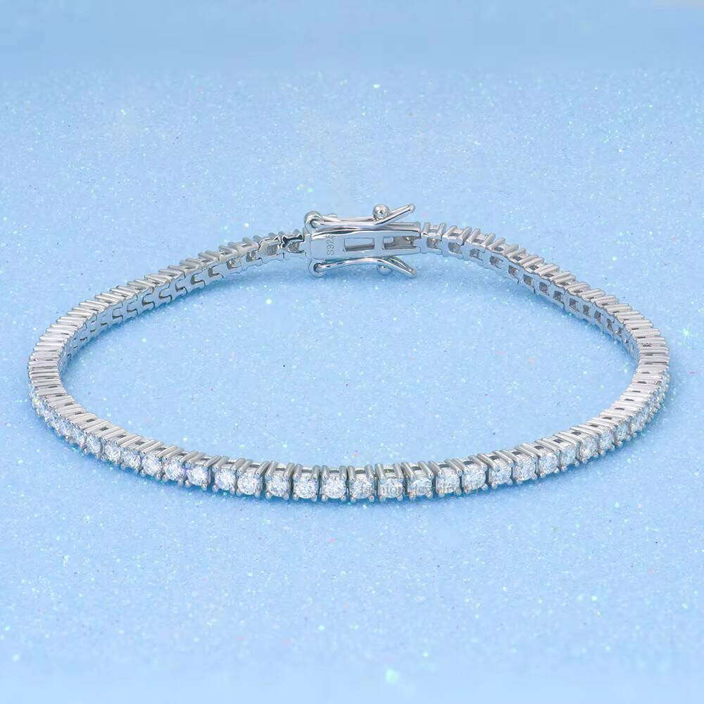 Tennis Chain 2-5mm Full Set Silicon Stone Bracelet S Sier Plated Light Design, Elevating the Sense of Both