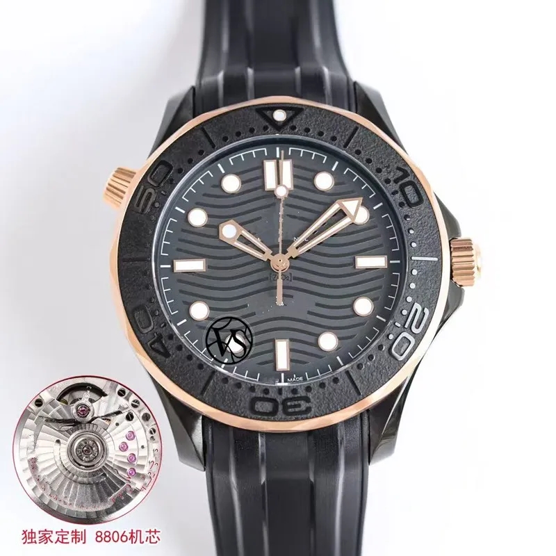 VS factory Men's Designer watch 43.5mm 8806 automatic mechanical movement precision steel and sapphire mirror blue luminous ceramic dial bezel 1:1 watch
