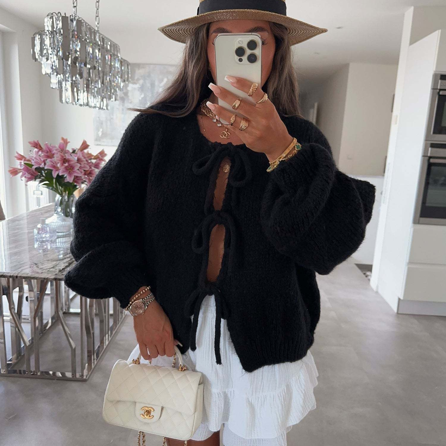 Free shipping designer sweater for women Fashionable sweater embroidered pattern loose knit cardigan