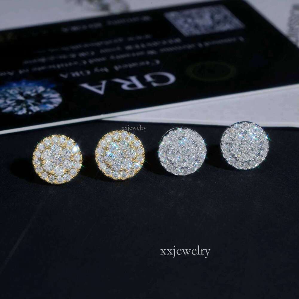 Round Shape Cluster Dia Studs Sterling Sier VVS Moissanite Earring Fashion Hip Hop 9.7mm Women Earrings