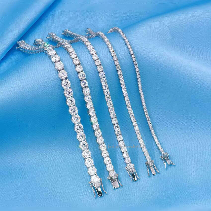 Tennis Chain 2-5mm Full Set Silicon Stone Bracelet S Sier Plated Light Design, Elevating the Sense of Both