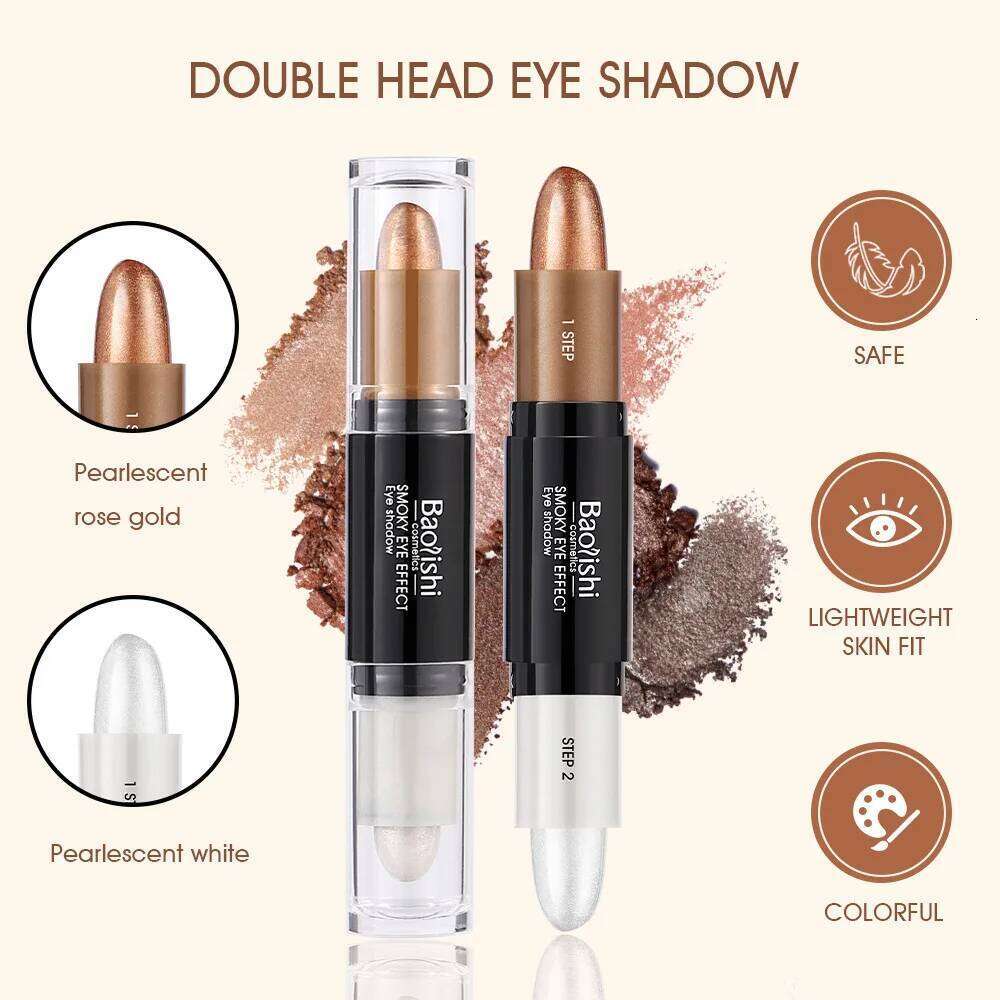 Double Head 6 Color Stick Dia Flash Pen Pencil Pearl Long Effect Eye Shadow X250726