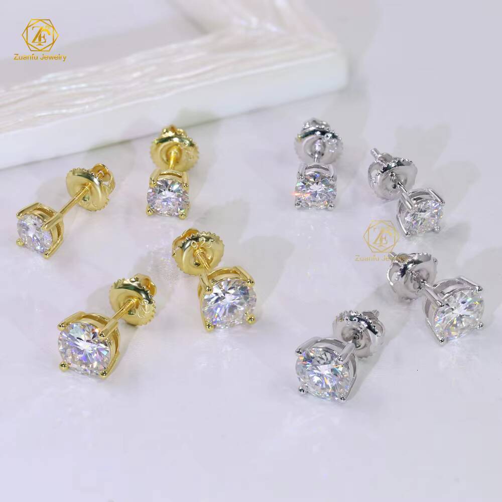 Wholesale VVS1 0.5ct 1.0ct 2.0ct 925 Sterling Silver Diamond Men Earring Moissanite Wedding Stud Earrings for Women Gifts