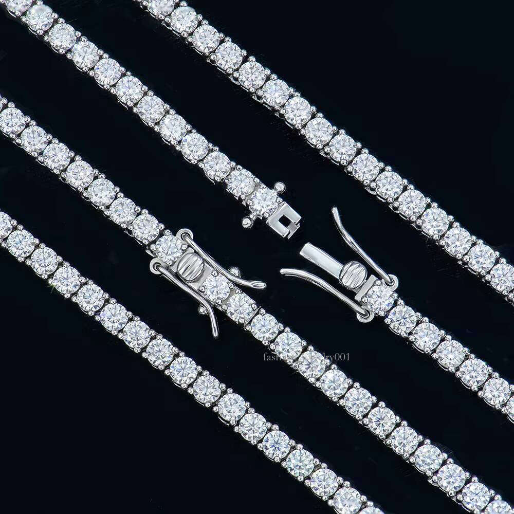 Limited Time Offer Hip-Hop Jewelry 3mm Sier Gra Certified Moissanite Tennis Chain Necklace for Men