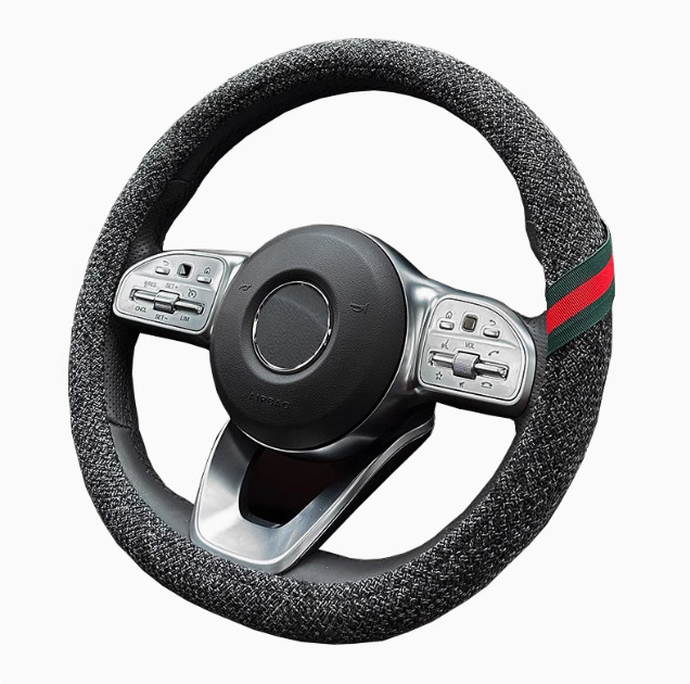 Aicheng Four Seasons Summer Color Striped Linen Non-Slip Suitable Flat Thin Sweat-Absorbent Breathable Car Steering Wheel Cover 250726