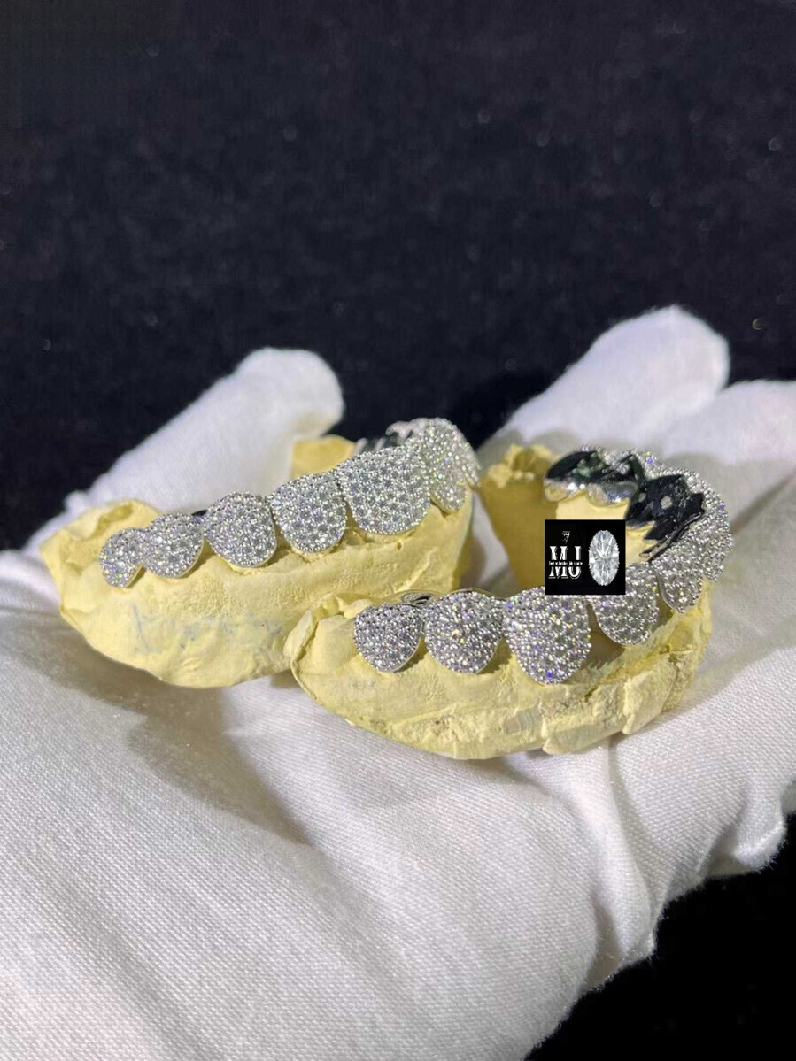 Lifeng Jewelry Custom Rapper Dia Iced Out Perm Cut Sterg Sier Moissanite Grillz for Men