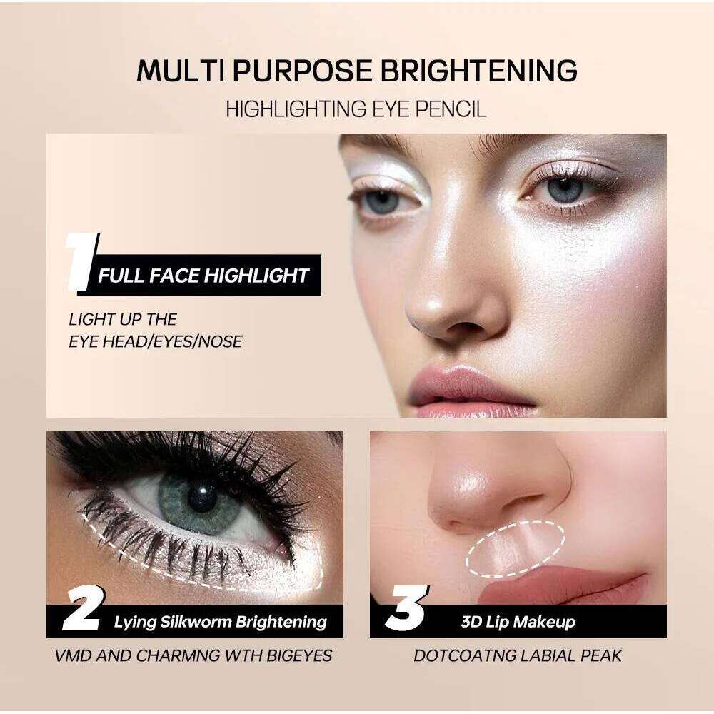 White Highlighter Pearly Glitter Matte Brightening Stick, Contour Eyeliner Aegyo Sal Pen, Eye Highlight Pencil X250726