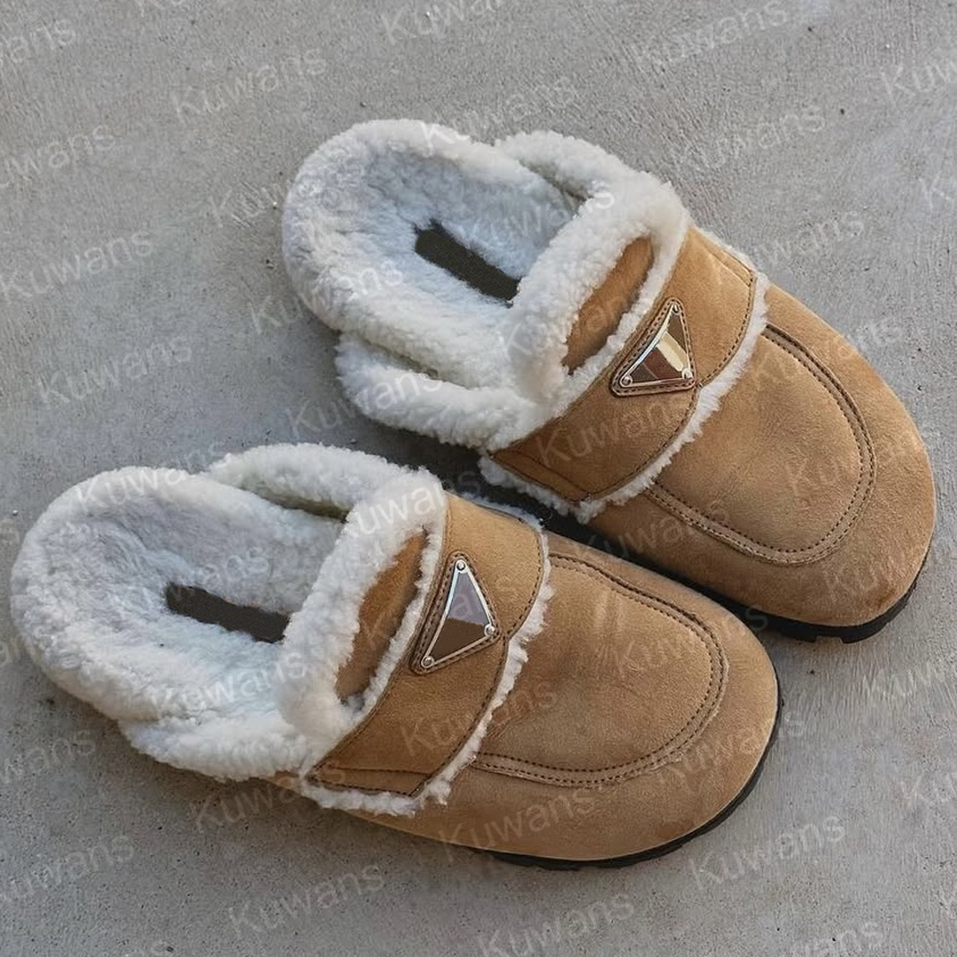 Women Designer Suede And Shearling Slippers Wool Loafers Mules Clogs Sandal Teddy Slipper Fall Winter Clog Footwear Outfit Size 35-41