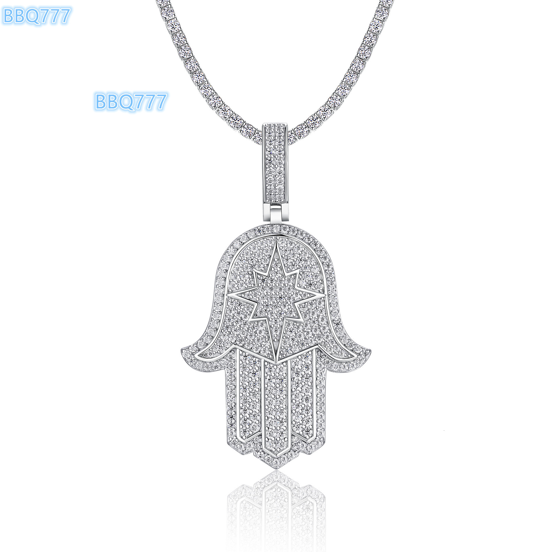 DE Hand Design VVS1 Moissanite Pendant Hiphop Hand Moissanite Pendant Rhodium Plated 925 Silver Moissanite Hand Pendant