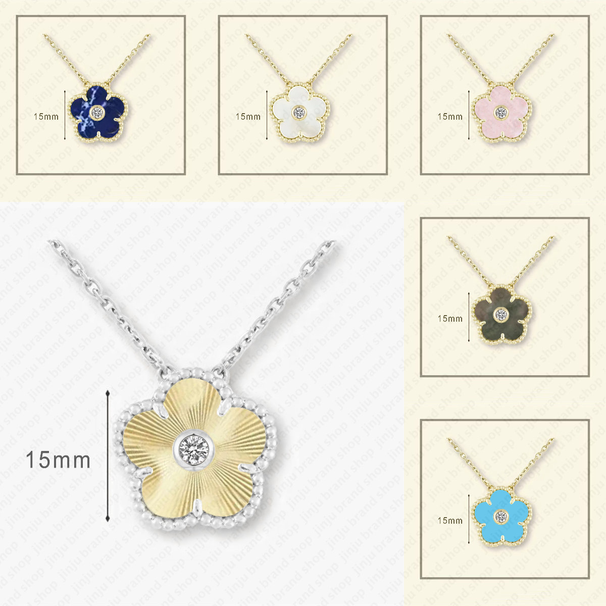 designer necklace jewlery designer for women necklace 15mm clover necklace Preppy Style 18k gold middle diamond pendant necklaces birthday gift pure gold jewelry