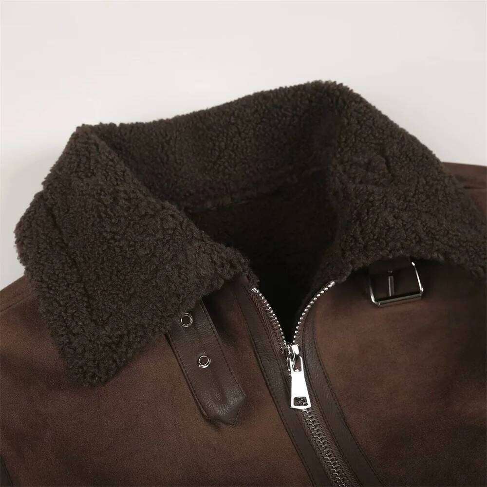 hoodie Women's Fur One Piece Fleece Splicing Double sided Long Sleeve Collar Winter New Zipper Warm Jacket jacket